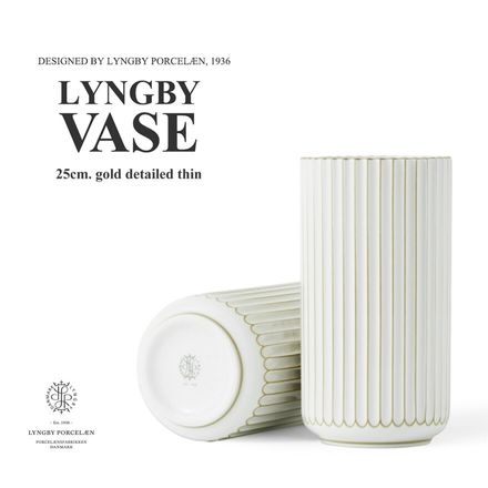 SALEۥݥԲ Lyngby Porcelaen ӥ塼 ݡ LYNGBY VASE ӥ塼 ١ 25cm gold detailed thin 200697奢 ץ  ǥޡ ִ ƫ  ̲