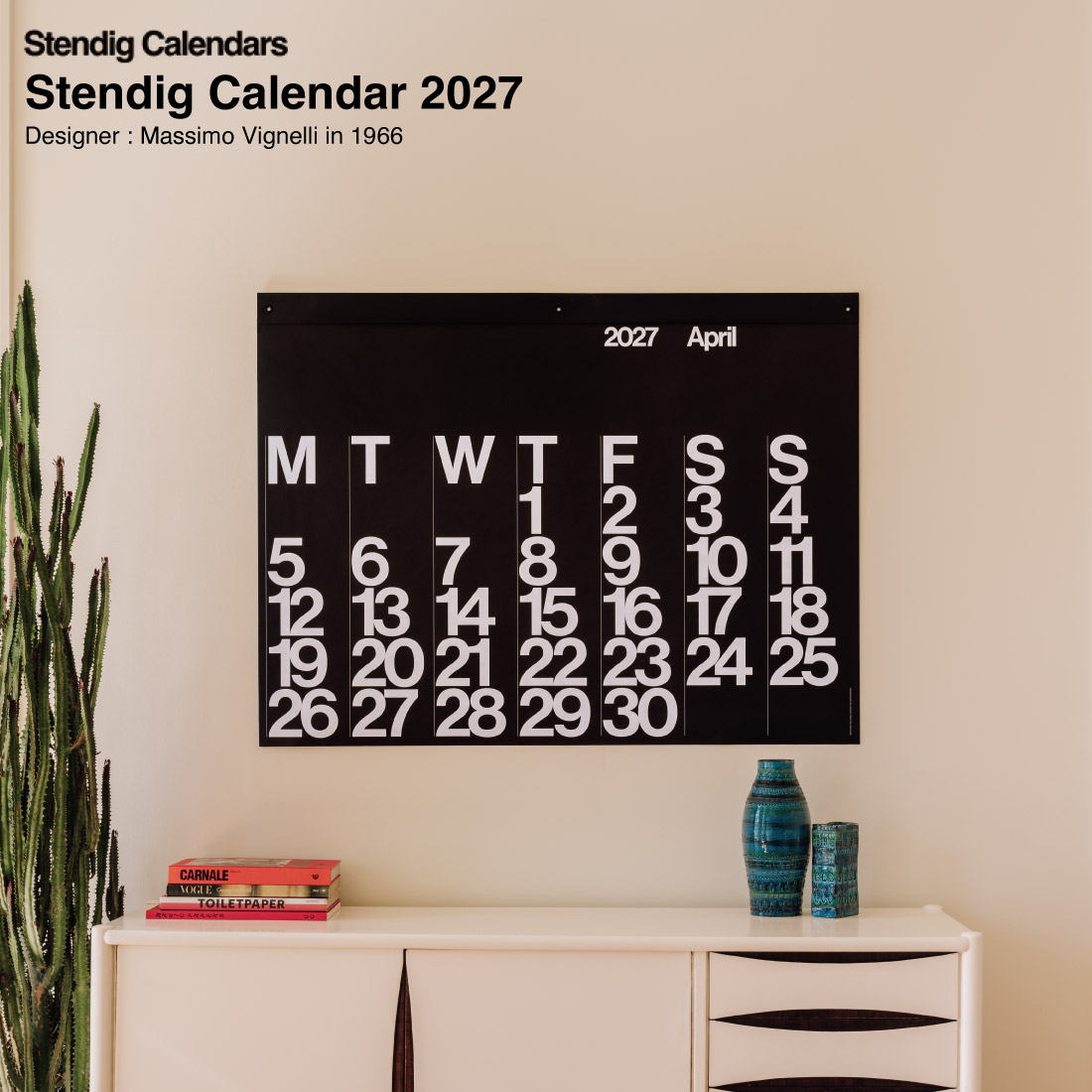 Stendig Calendar 2027 ステンディグカレンダー 令和9年   オーバーサイズ カレンダー / Stendig ステンディグ / Massimo Vignelli マッシモ・ヴィネッリ 122x92cm