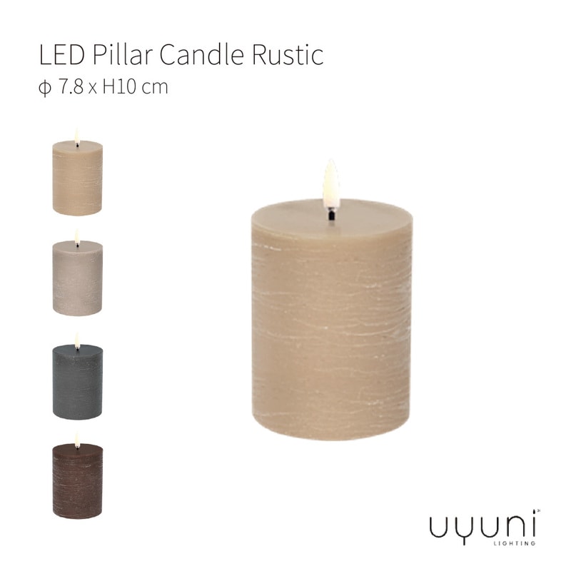 UYUNI LIGHTING ウユニライティング LED Pillar Candle Rustic LEDピラーキャンドル ラスティック 7.8x10cm キャンドル 蝋燭<br><br>居心地の良い温もりを演出するLEDキャンドル