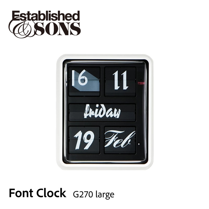 �ڳݤ��եå��ץ쥼��ȡ�Established&Sons Font Clock G270 large �������֥�å���ɥ���ɥ��� �ե���ȥ����å� ����ɳݤ����� �Ѥ��Ѥ����� �ߥåɥ������꡼12����ν��Τ���Ѥ�������Ѳ�����ǥ����ץ쥤�ȥե�å׵���