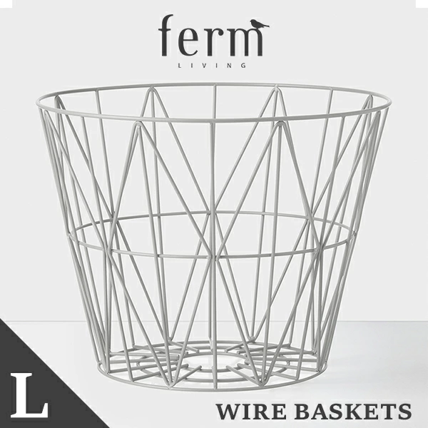 【日本正規販売品】【ferm LIVING  ファームリビング】 Wire Basket L<br>ワイヤーバスケット 洗濯かご サイドテーブル リビング 収納 ランドリー【RCP】