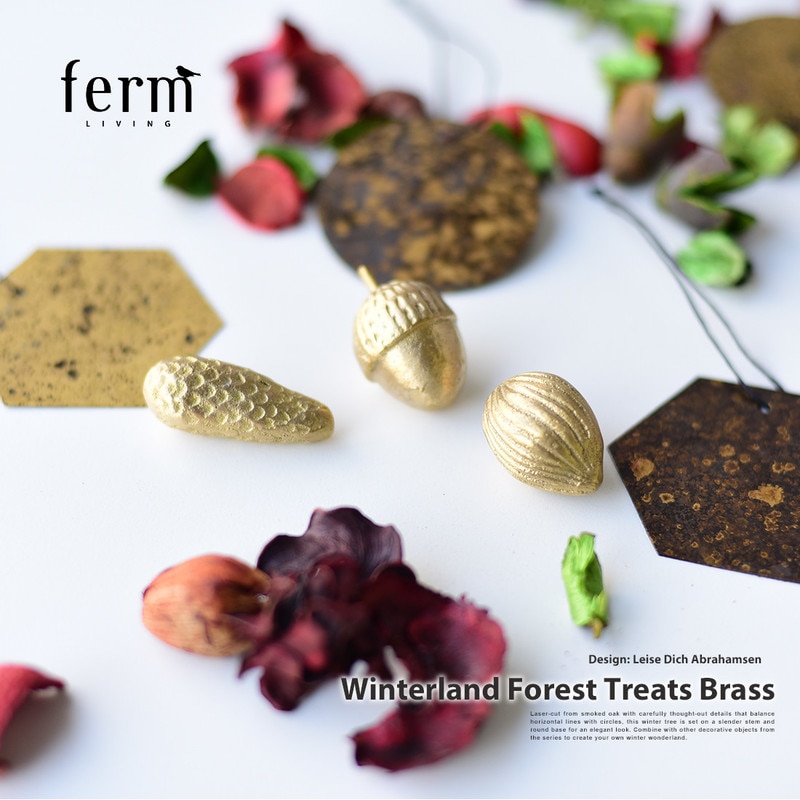 【日本正規販売品】【ferm LIVING ファームリビング】ウィンターランドフォレストトリート 24208 《どんぐり　ウォールナット　パインコーン　3点セット販売》 オーナメントクリスマス 真鍮 飾り【RCP】