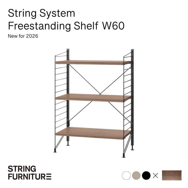 String funiture String System Freestanding Shelf ストリングシステム フリースタンドシェルフ 幅60cm （ウォールナット） シェルフ 棚 おしゃれ 北欧<br><br>壁への取り付け不要なシェルフ