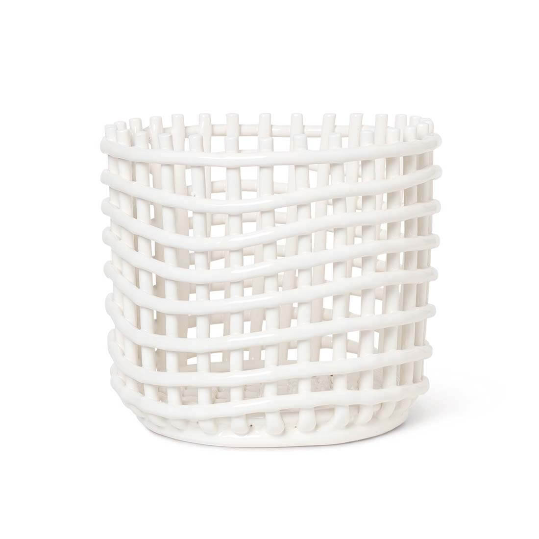 ferm LIVING �ե������ӥ� Ceramic Basket ����ߥå��Х����å� Large �顼�� ���եۥ磻�� �����ߥ�<br><br>����Ū���Ԥ����������줿ƫ��ΥХ����å�