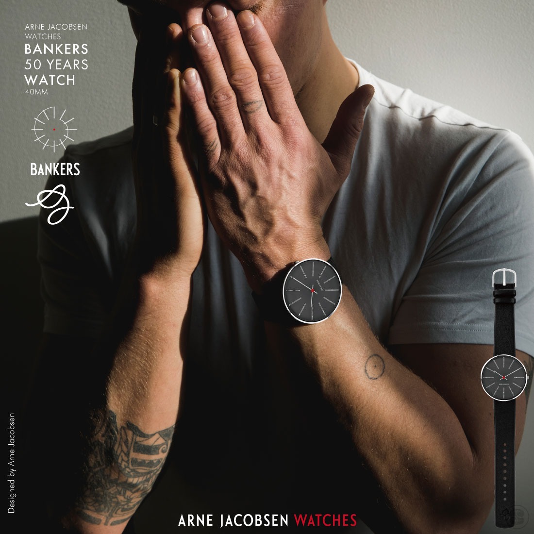 ARNE JACOBSEN WATCHES/BANKERS/50YEARS/WATCH/40mm/GREY/アルネ