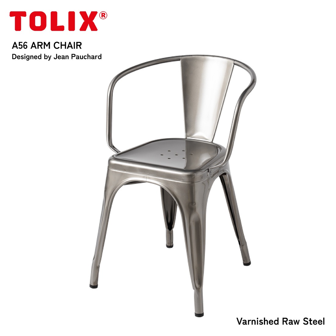 Tolix �ȥ�å��� A56 Arm Chair A56����������� Varnished Raw Steel �ػ� ������ Jean Pauchard ����󡦥ݥ��㡼��