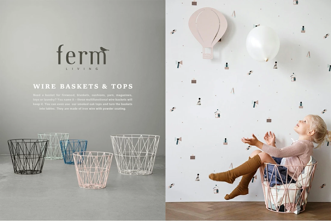 日本正規販売品】【ferm LIVING ファームリビング】 Wire Basket Brass