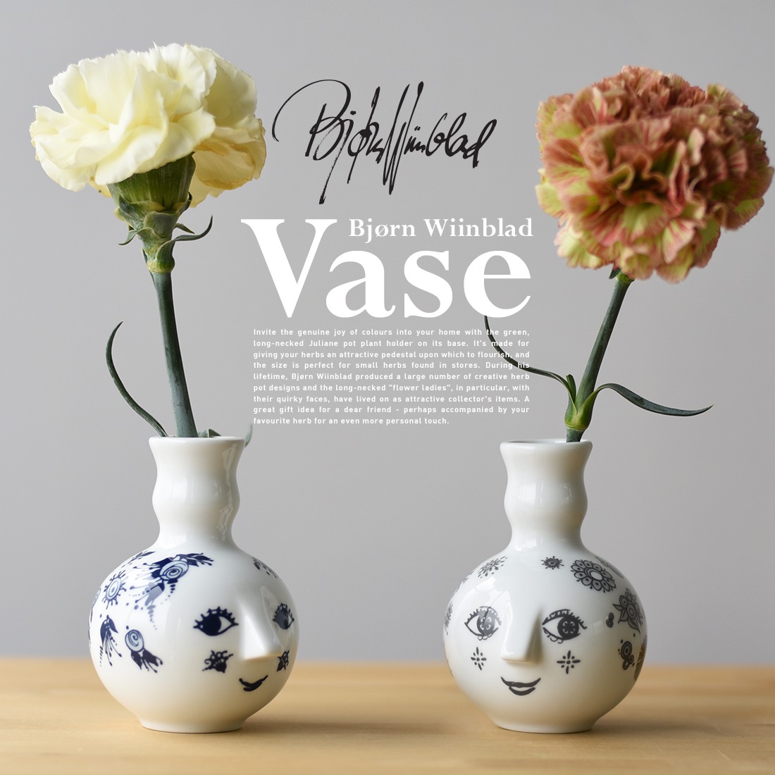 レア　Björn Wiinblad 陶器オーナメント 2点セット　一輪挿し　花器 BJORN WIINBLAD ビヨン・ヴィンブラッド】フラワーベース 一輪挿し<br