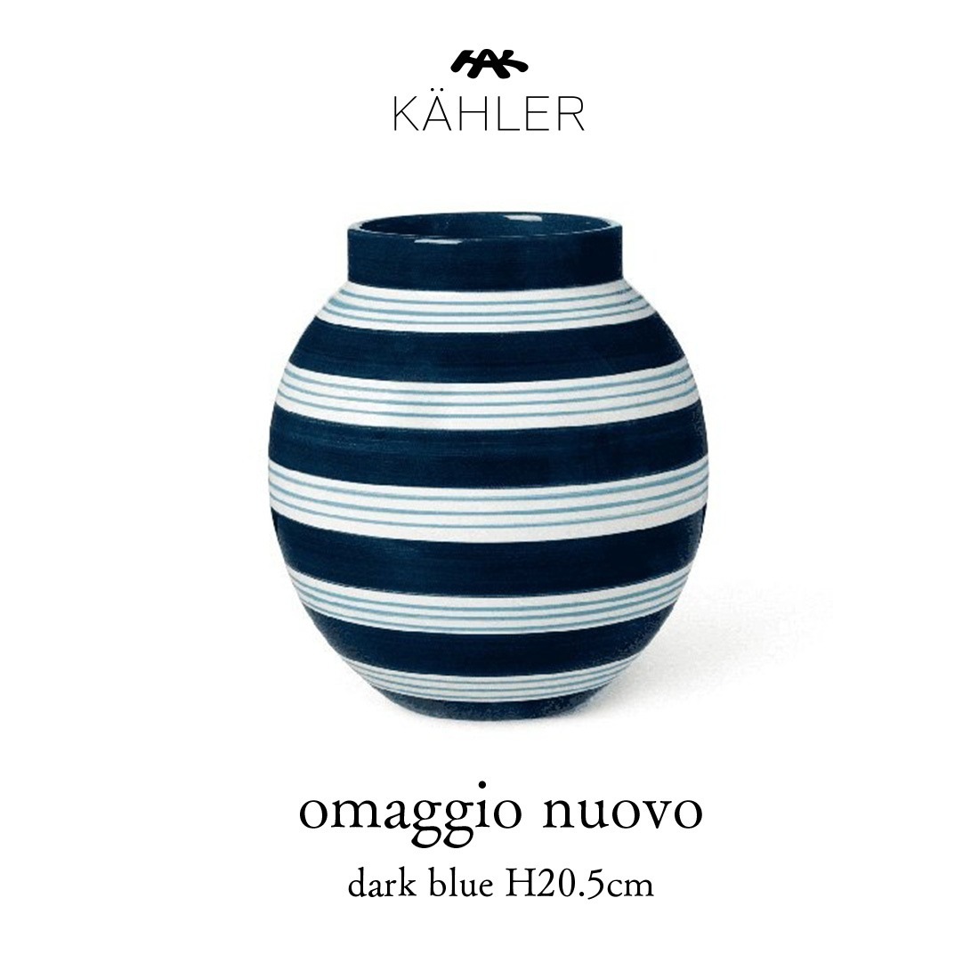 ��SALE�ۥ����ݥ��Բ� KAHLER �����顼 omaggio nuovo 690167 ���ޥ��� �ե��١��� dark blue �������֥롼 H20.5cm ���� �̲� �ǥ�ޡ���