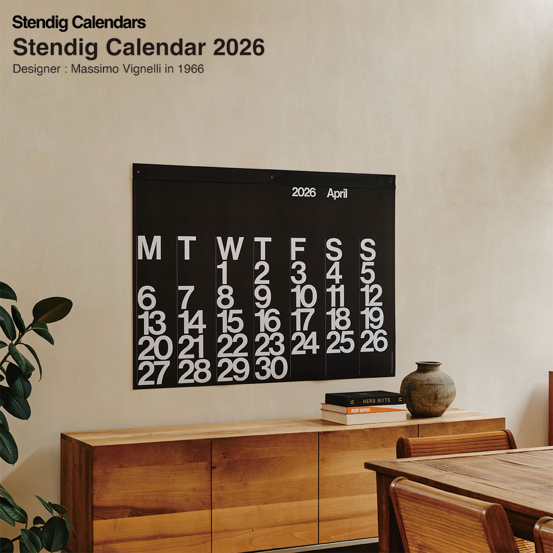 Stendig Calendar 2026 ���ƥ�ǥ����������� ����8ǯ �ɳݤ� Stendig �����С������� �������� Massimo Vignelli �ޥå��⡦�����ͥå� 122x92cm<br><br>�ߥåɥ������꡼�����ǥ�����ξ�ħ