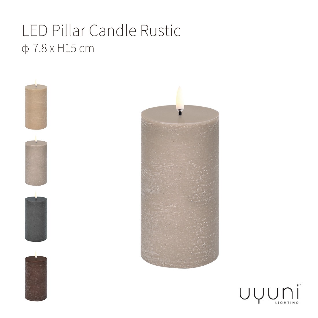 UYUNI LIGHTING ����˥饤�ƥ��� LED Pillar Candle Rustic LED�ԥ顼�����ɥ� �饹�ƥ��å� 7.8x15cm �����ɥ� Ϲ��<br><br>�￴�Ϥ��ɤ��������Ф���LED�����ɥ�