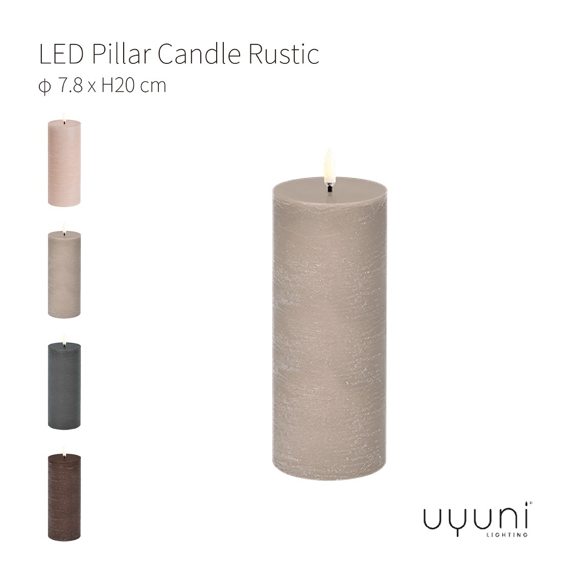 UYUNI LIGHTING ����˥饤�ƥ��� LED Pillar Candle Rustic LED�ԥ顼�����ɥ� �饹�ƥ��å� 7.8x20cm �����ɥ� Ϲ��<br><br>�￴�Ϥ��ɤ��������Ф���LED�����ɥ�