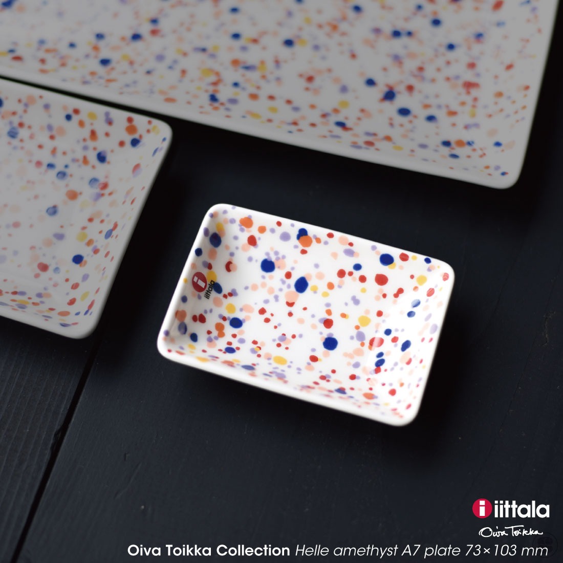 iittala/���å���/Oiva Toikka Collection/Helle amethyst/A7 plate 73��103mm/�����С��ȥ��å����쥯�����/�إ�/���᥸����/�ץ졼��