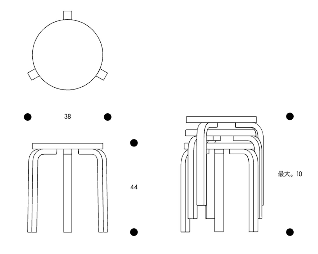 �ڥݥ��ȥ����ɥץ쥼��ȡ�artek ����ƥå� Stool60 ���ġ���60 �磻��ɥС��� 3��­ ���������������� Alvar Aalto
