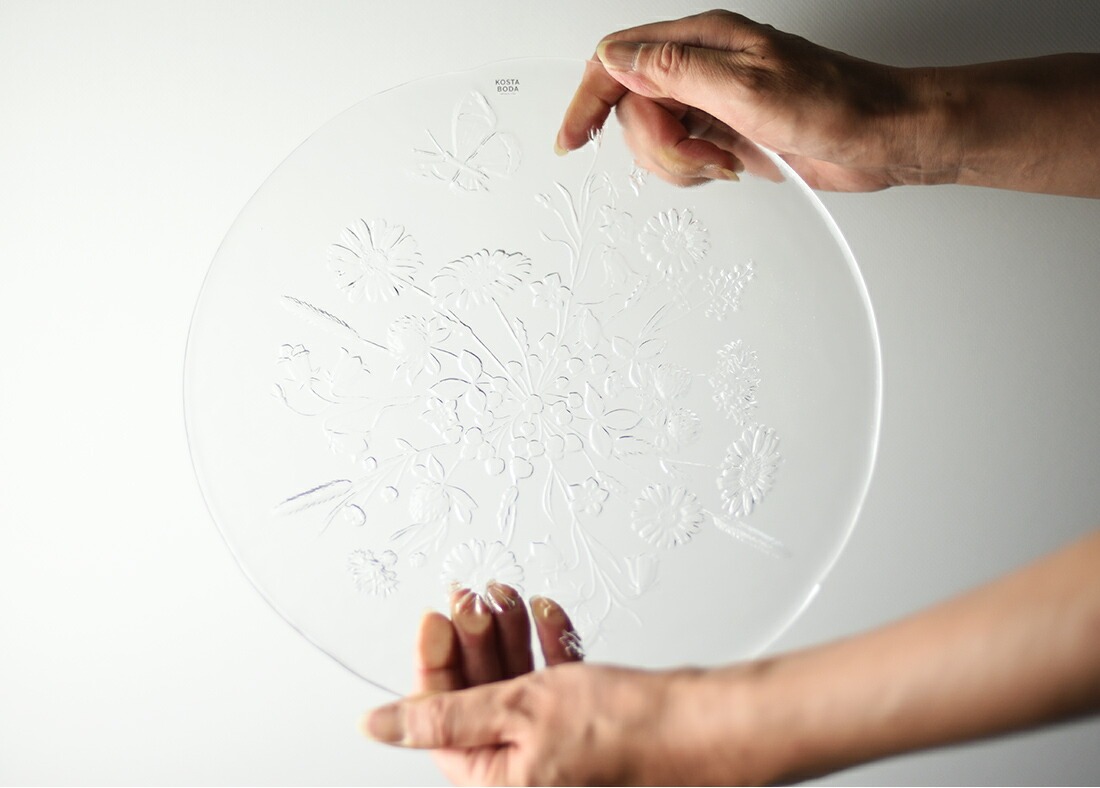 コスタボダ　北欧　ファンタジア　作家　花　食器　皿　花器　飾り　ガラス KOSTABOTA コスタ ボダ】 ULLA プレート<br>ガラス食器 テーブルウェア