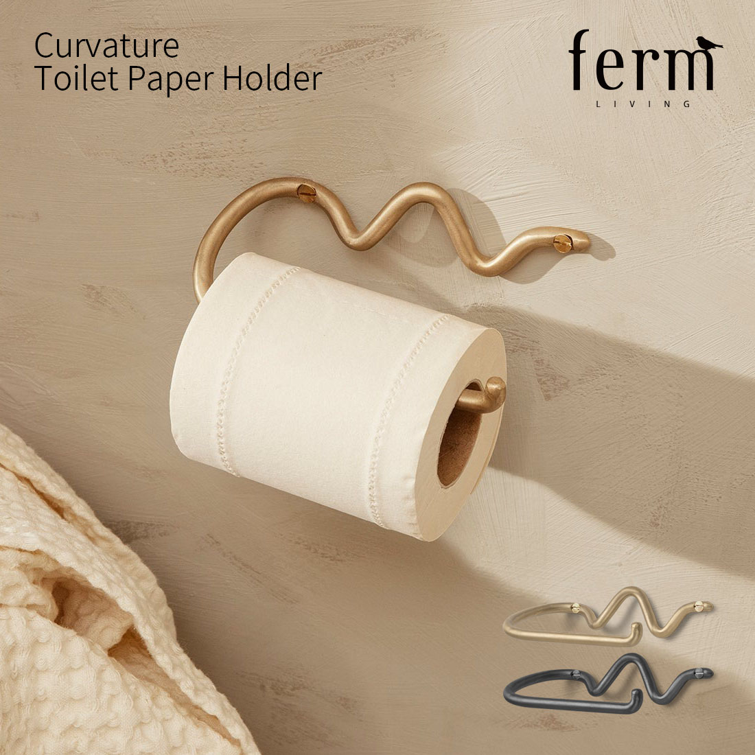 ferm LIVING �ե������ӥ� Curvature Toilet Paper Holder �����Х��奢 �ȥ���åȥڡ��ѡ��ۥ���� �̲� ����ƥꥢ ��Ǽ<br><br>ͭ��Ū�ʥե����β����ѥ��������꡼���꡼��