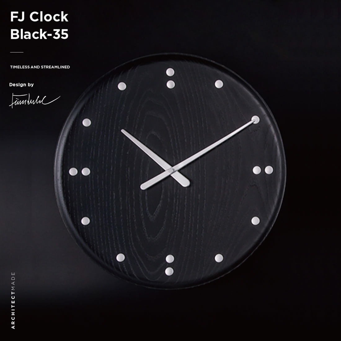 ��ARCHITECTMADE/�������ƥ��ȥᥤ�ɡ�FJ Clock Black-35/Finn Juhl/�ե��󡦥桼��/�������륯���å�/�ɳݤ�����/���å���/�֥�å�/�����ڥ���ӥ˼����б����ʡۡ�RCP��