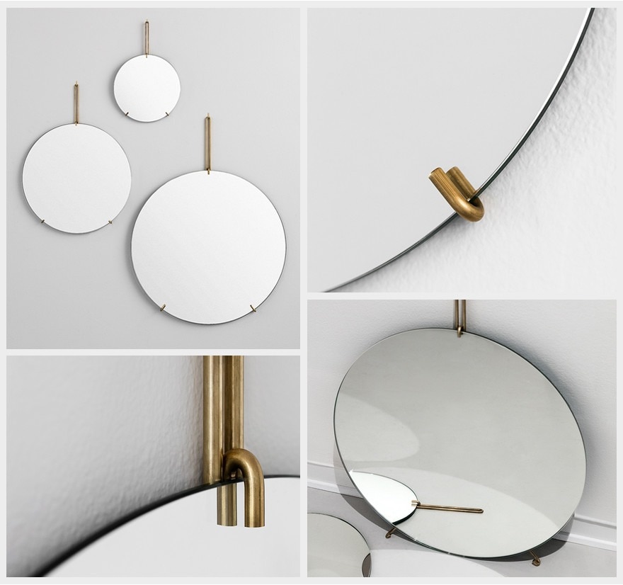 MOEBE ムーべ 鏡 ミラー スタンド ブラス 30cm MOEBE ムーベ WALL MIRROR ミラー 直径30cm<br>鏡 ウォールミラー 丸型