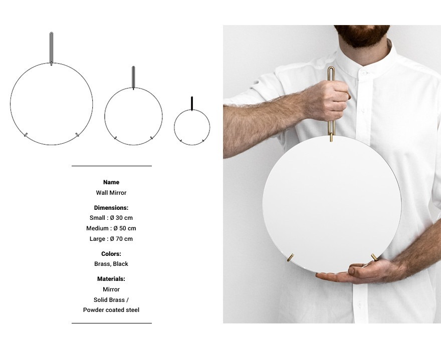 MOEBE ムーベ WALL MIRROR ミラー 直径30cm<br>鏡 ウォールミラー 丸型