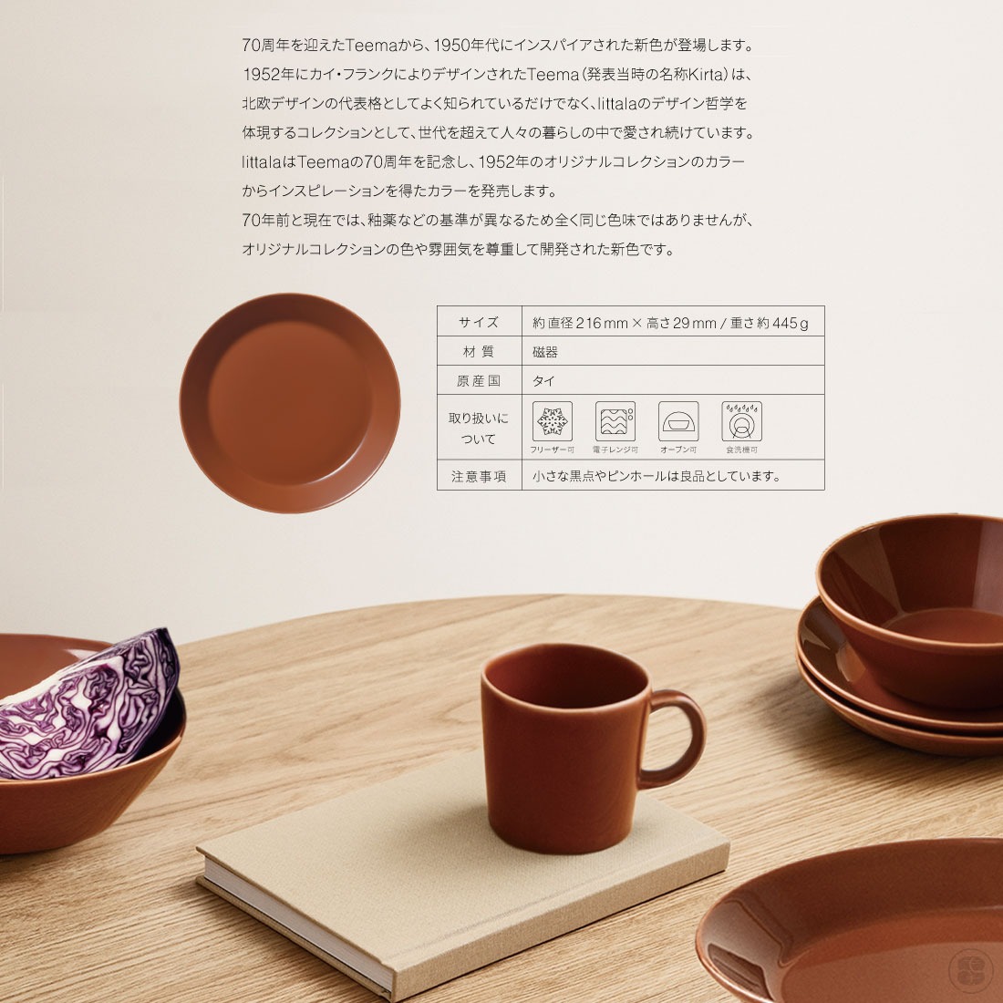 iittala/イッタラ/Teema 70 years/Plate 21cm/Vintage Brown/Kaj