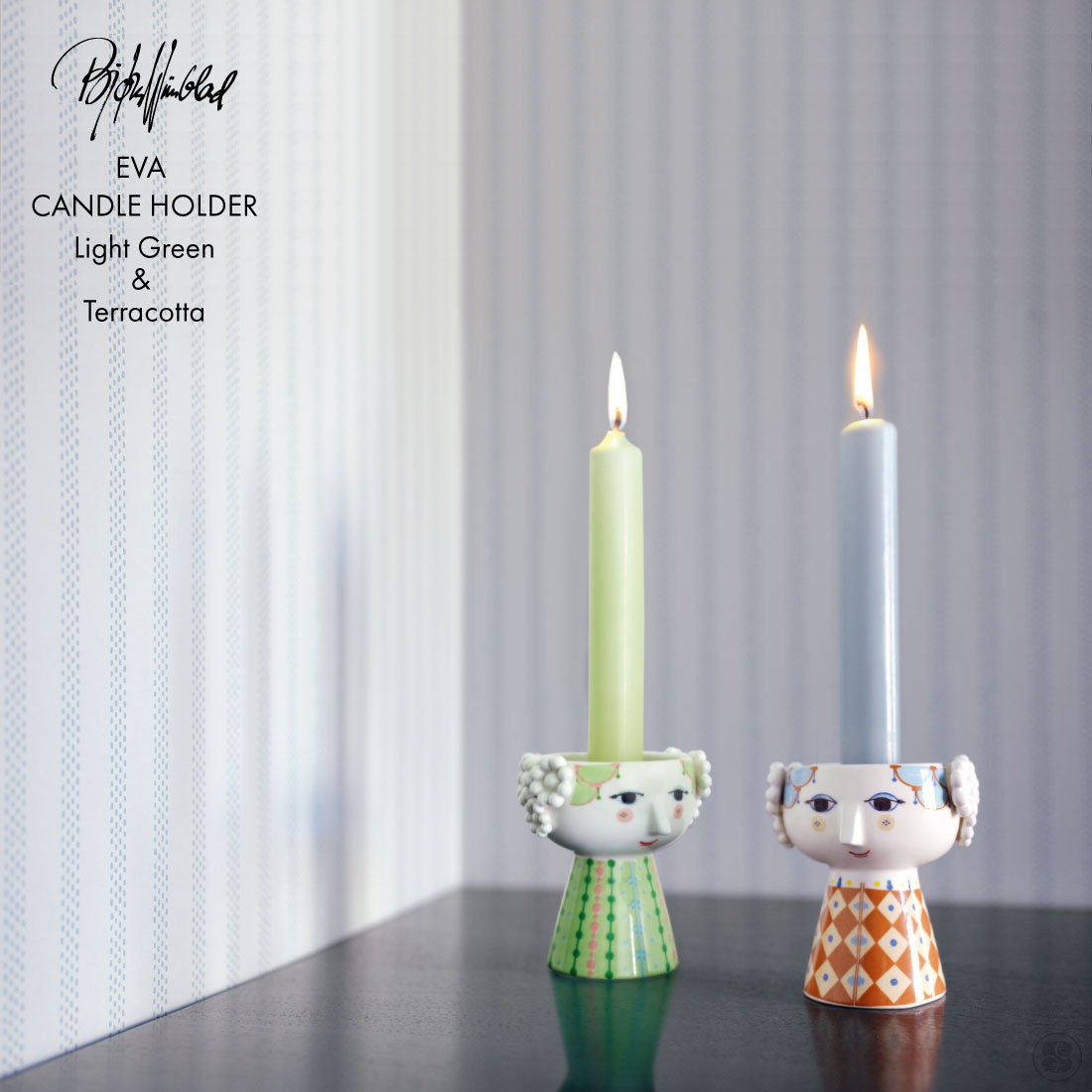 BJORN WIINBLAD/Eva Candle Holder/Light Green/Terracotta/ビヨン