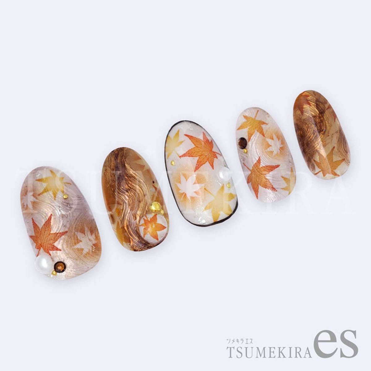 ツメキラes ネイルシール ES-SAL-002 【es】シアー紅葉 オレンジ