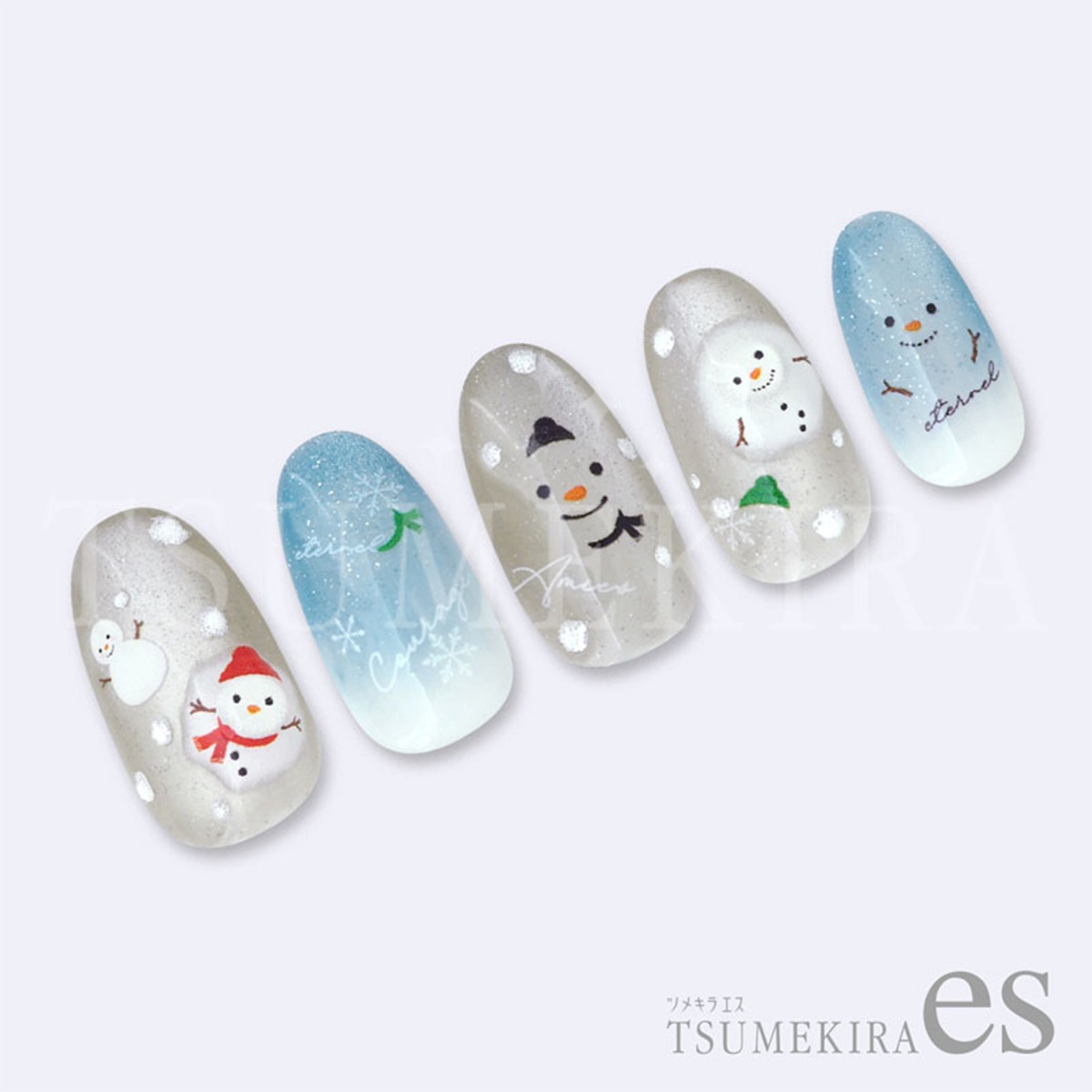ツメキラes ネイルシール 【es】溶けかけ雪だるま｜シャイニージェル