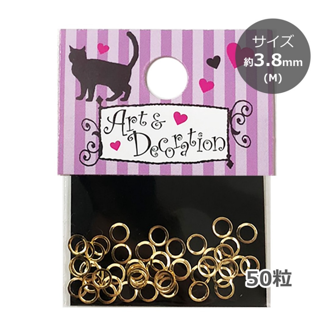 メタル リングスタッズ 丸 Mサイズ 3.8mm（ゴールド）／50粒