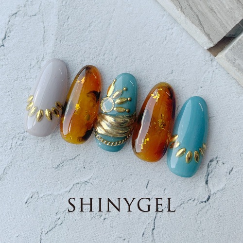 シゾールベル型お好きなお色6枚でこの価格!✨特典2枚付き✨ モロッコ×べっ甲 | ネイルアートデザイン | SHINYGEL PRO SHOP