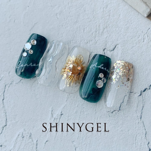 グリーンべっ甲 | ネイルアートデザイン | SHINYGEL PRO SHOP