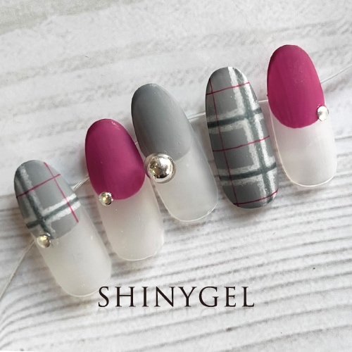 グレーチェック | ネイルアートデザイン | SHINYGEL PRO SHOP