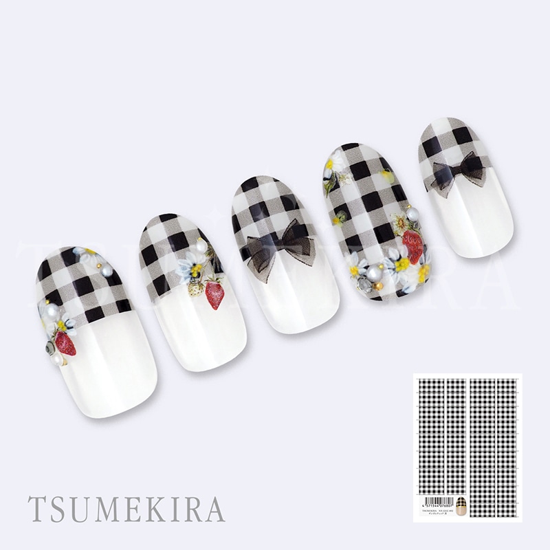 TSUMEKIRA（ツメキラ）：ネイルシール ギンガムチェック 黒／NN-GGC-002