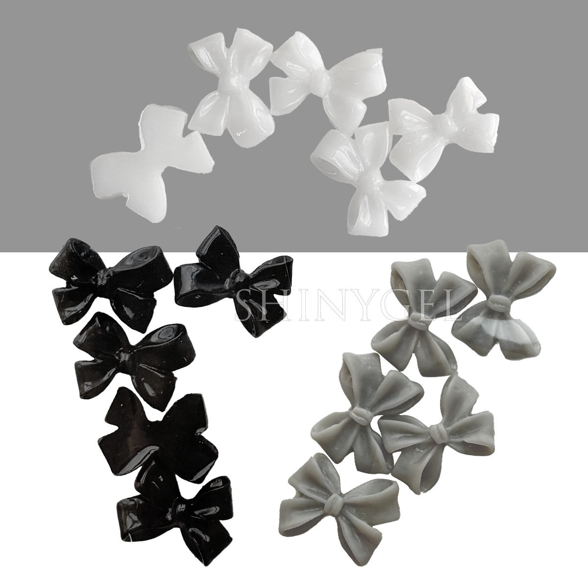 シフォンりぼん　白 ／ 黒／グレー（各5個入）（約9x11mm）