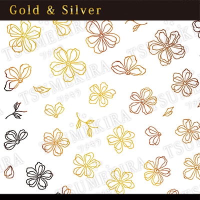 TSUMEKIRA（ツメキラ）ネイルシール ラインフラワー ゴールド／SG-LNF-001