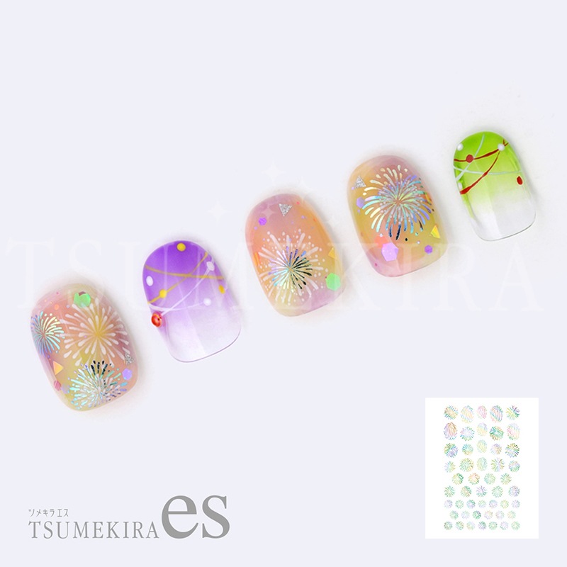 瞳花 TSUMEKIRA es（ツメキラエス）：花火 レインボー／ES-FIW-003