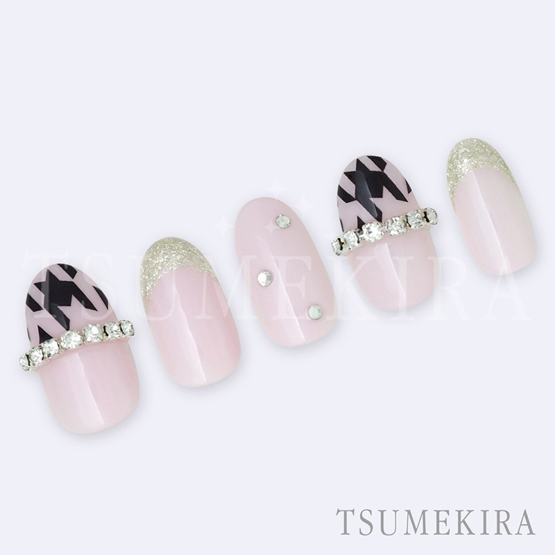 TSUMEKIRA（ツメキラ）：ネイルシール 千鳥格子グランデ ホワイト&ブラック／NN-CDR-008
