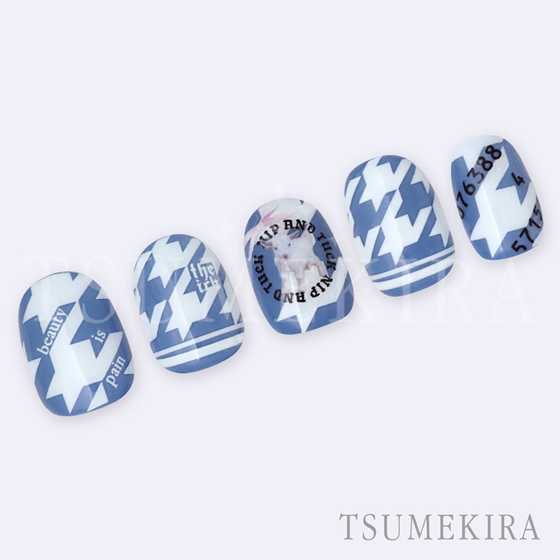 TSUMEKIRA（ツメキラ）：ネイルシール 千鳥格子グランデ ホワイト&ブラック／NN-CDR-008