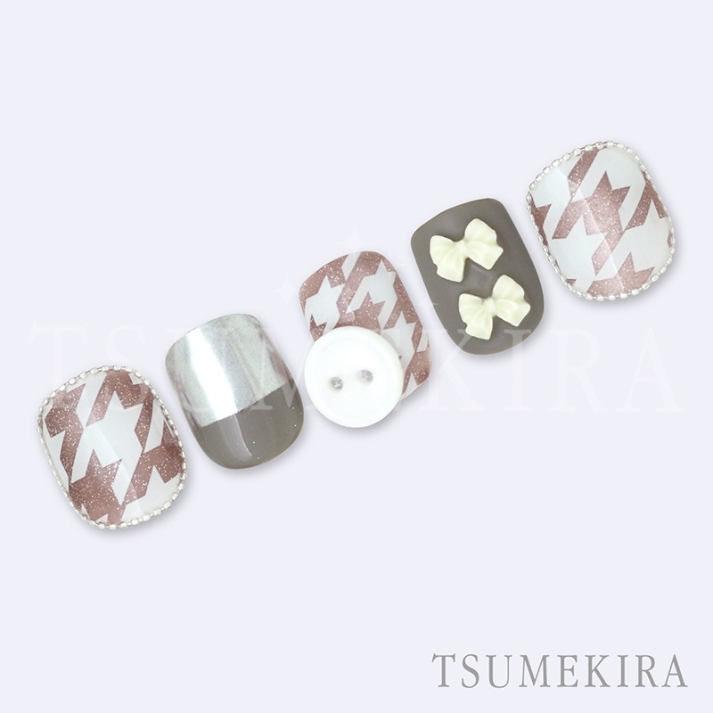 TSUMEKIRA（ツメキラ）：ネイルシール 千鳥格子グランデ ホワイト&ブラック／NN-CDR-008