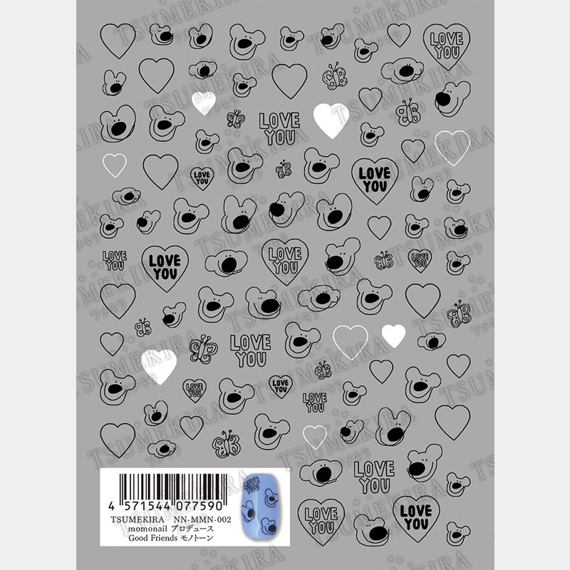 TSUMEKIRA（ツメキラ）：ネイルシール momonailプロデュース グッドフレンズ モノトーン／NN-MMN-002
