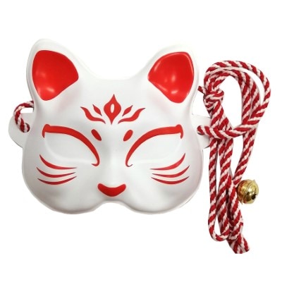 ミニお面【猫紅白】