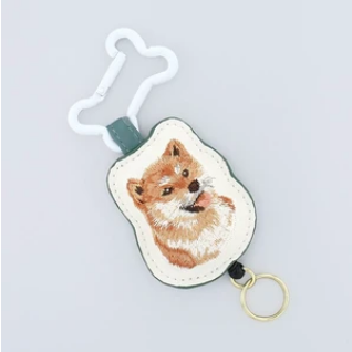 ダイカット刺繍リールチャーム付きカラビナ　柴犬
