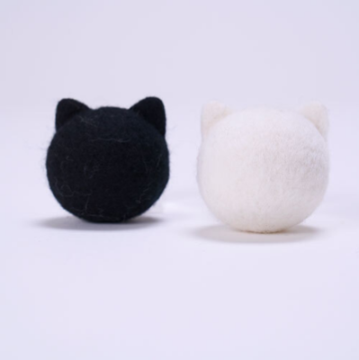 Quilt 猫耳ウールボールセット 黒&白