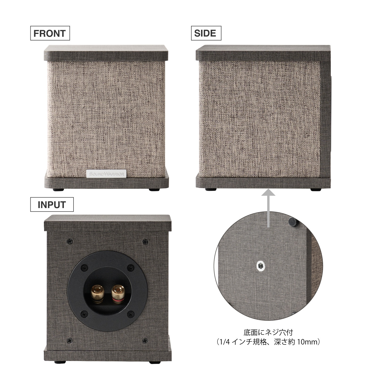 SW-SP3-SD リボンツイーター スピーカー 同軸2Way キューブ型 2台1組 36kHz パッシブスピーカー 8Ω 小型 コンパクト 高音質 デスクトップ ニアフィールド 日本設計 国内ブランド 高解像度 高定位 SOUND WARRIOR
