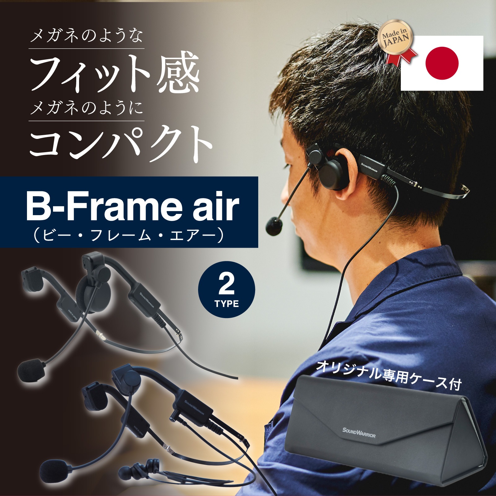 SW-HW1 折りたたみ式 ヘッドセット イヤホン タイプ ビー・フレーム・エアー [城下工業]