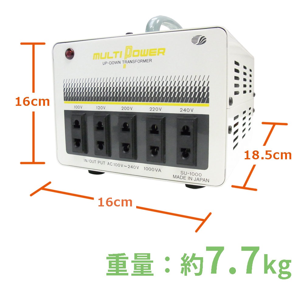 SU-1000-DN 海外国内用 1000W 変圧器 アップダウントランス(二重梱包仕様) [スワロー電機]