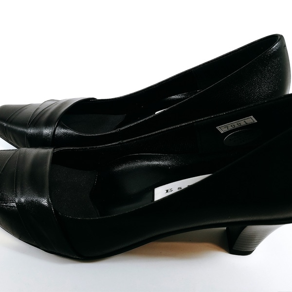 エスプレッソ Espresso パンプス 革 7001 黒 3E 幅広 日本製 結婚式