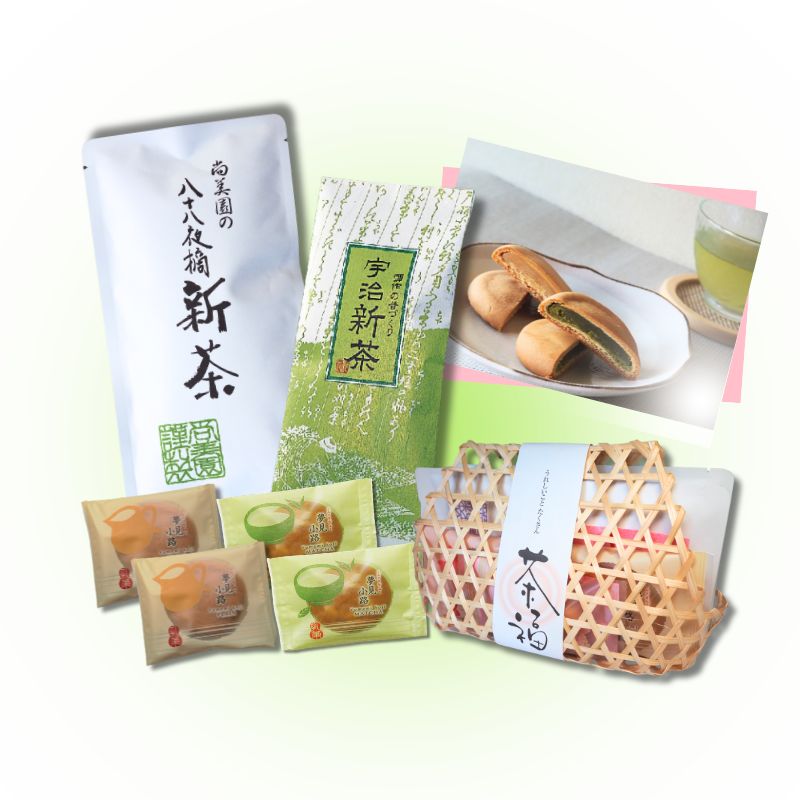 【予約特価】【数量限定】竹籠入り新茶ギフトセット