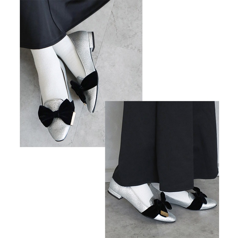 美品 Valentino リボンベロアパンプス 37 ブラック 袋箱付き パンプス レッド ローヒール: 45mm, sr Twenty Buckle - Pumps