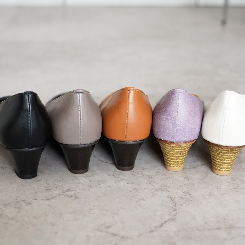 日本製 ラウンドトゥプレーンパンプス 4cmヒール