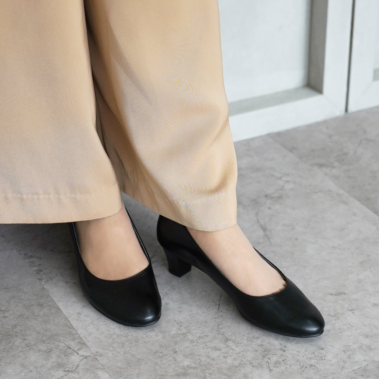 MIHAMA 24cm 新品未使用 ヒール4cm プレーン 黒 パンプス ファーストコンタクト First Contact 日本製パンプス ファースト